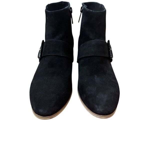 Jack Rogers Izzy Suede Buckle Low Heel Bootie Boots Black Size 6.5 - Picture 3 of 8